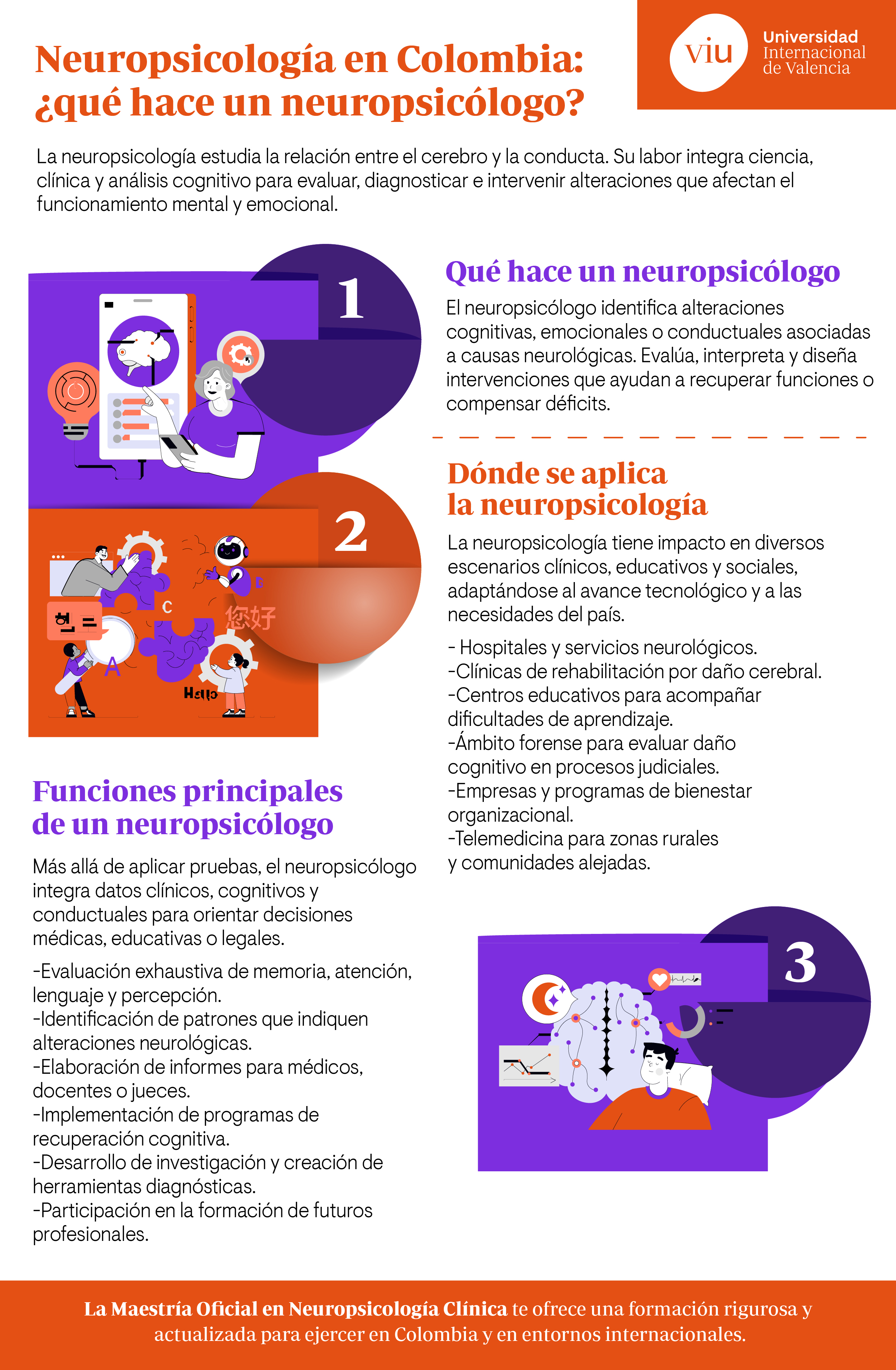 funciones-del-neuropsicologo-viu infografia-que-habla-sobre-que-hace-un-neuropsicologo-donde-se-aplica-y-sus-funciones-principales