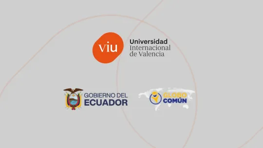 Composición con los logos de VIU, Globo Común y Gobierno de Ecuador