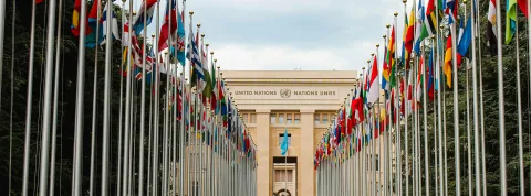 edificio-de-las-naciones-unidas-con-banderas-que-representan-que-es-la-diplomacia