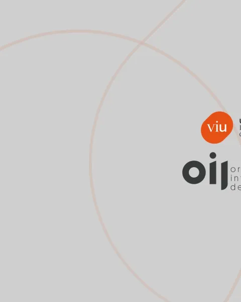Composición con los logos de la Universidad Internacional de Valencia (VIU) y el Organismo Internacional de Juventud para Iberoamérica (OIJ) sobre fondo gris.