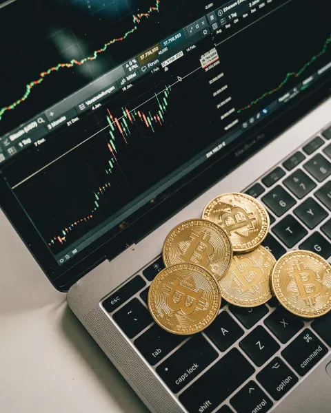 monedas-de-bitcoin-sobre-un-portatil-con-graficos-de-mercado-relacionados-con-la-ley-organica-para-el-desarrollo-economico-y-sostenibilidad-fiscal