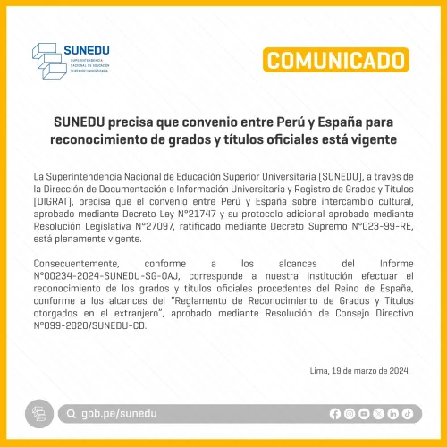 Comunicado SUNEDU
