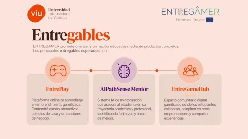 Infografía detallando los entregables del programa Erasmus+ ENTREGAMER